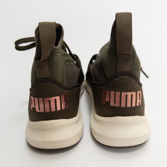 Puma Phenom Running Shoes Womens 6.5 Olive Green Rose Gold High Top - Picture 10 of 16